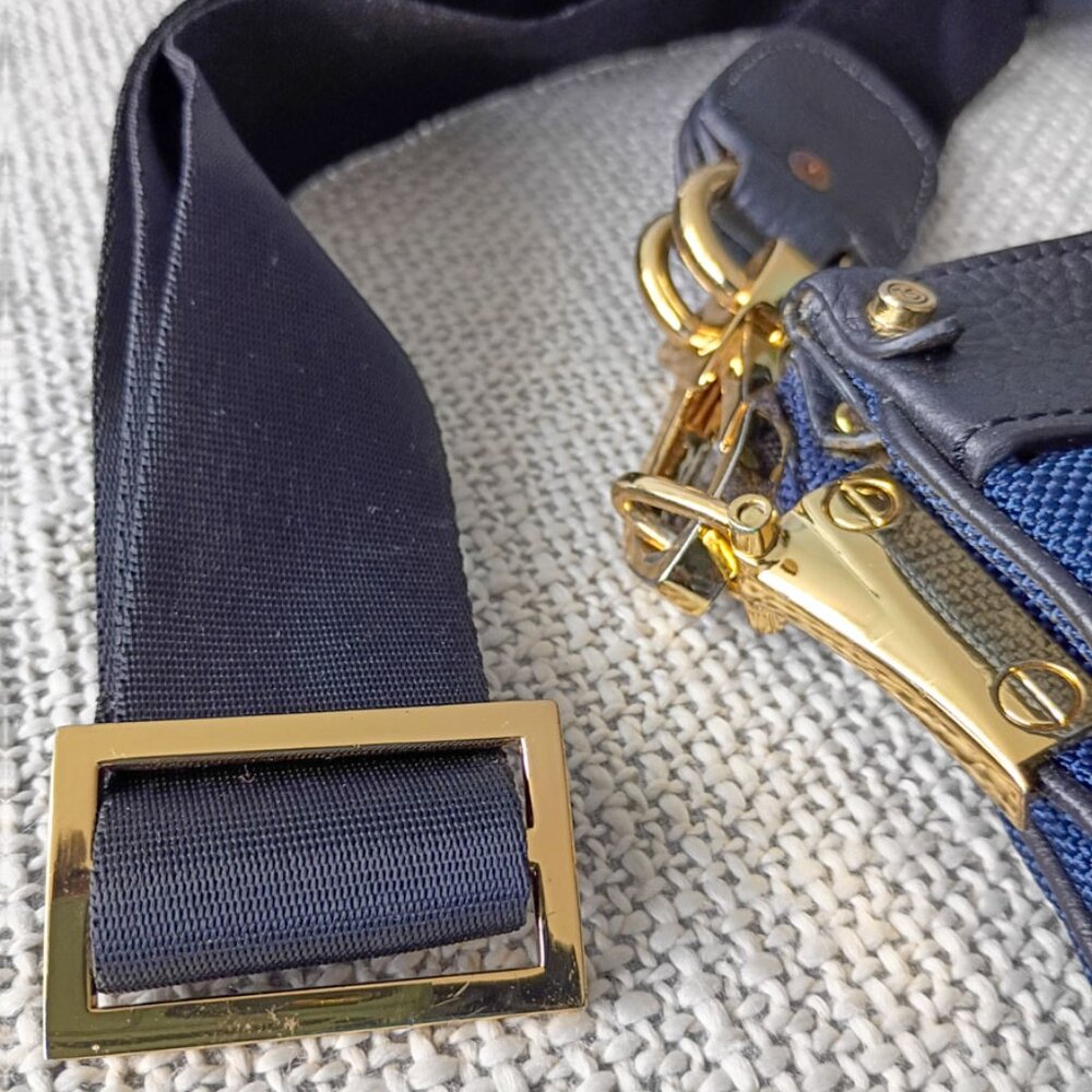 JPK Paris 75 Navy Blue Crossbody Bag with Gold Hardware Pockets & Floral Lining - Picture 3 of 9